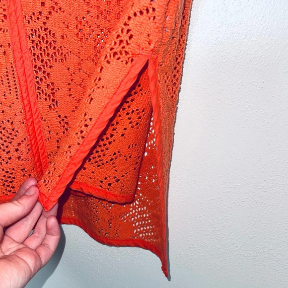 Banana Republic Coral Sheer Crochet V-neck Oversized Top Small Women’s - Picture 5 of 11